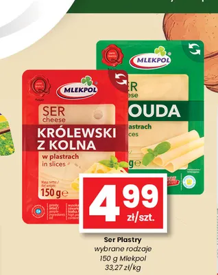Ser Królewski z Kolna w plastrach Mlekpol promocja w emma MARKET