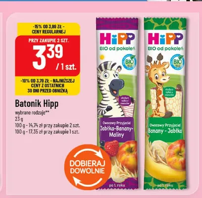 Batonik owocowy HiPP Owocowy Przyjaciel Jabłka Banany Maliny promocja w POLOmarket