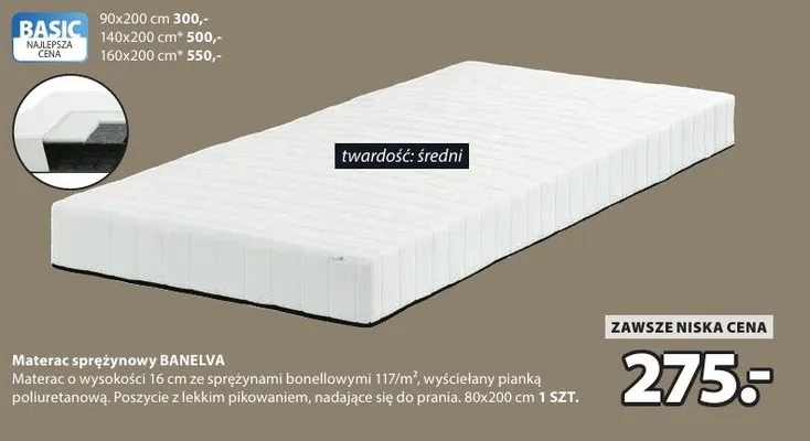 Materac sprężynowy BANELVA promocja w Jysk