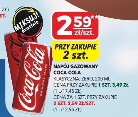 Napój gazowany klasyczna, zero promocja w Top Market