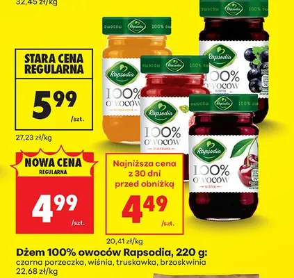 Dżem 100% owoców Rapsodia czarna porzeczka promocja w Biedronka