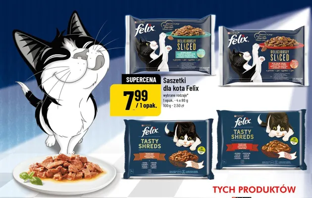 Saszetki dla kota Felix Deliciously Sliced promocja w POLOmarket