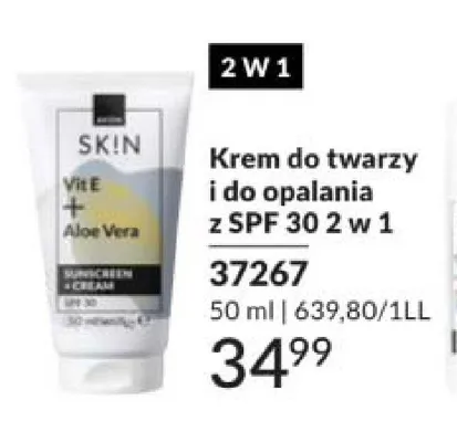 Krem do twarzy i do opalania z SPF 30 2 w 1 SKIN 37267 promocja w AVON