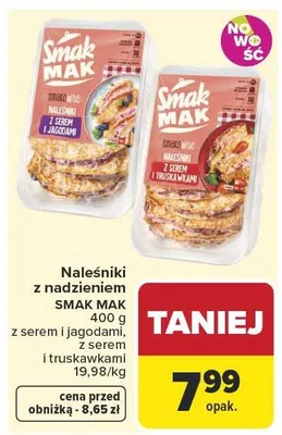 Naleśniki z nadzieniem z serem i jagodami, z serem i truskawkami promocja w Carrefour Market