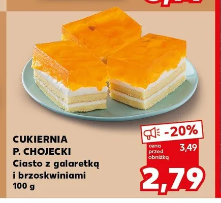 Ciasto z galaretką i brzoskwiniami Cukiernia P. Chojecki promocja w Kaufland