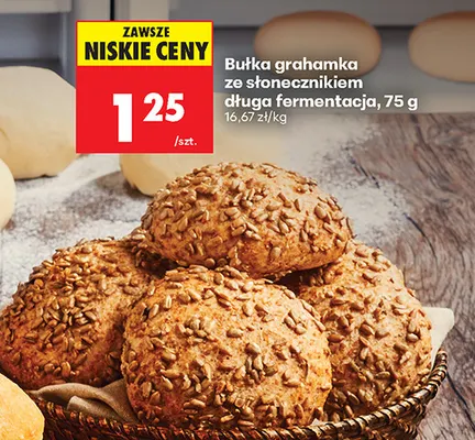 Bułka grahamka ze słonecznikiem długa fermentacja promocja w Biedronka