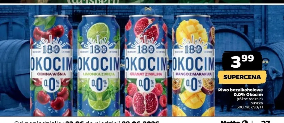 Piwo bezalkoholowe Okocim Limonka z Miętą promocja w Netto