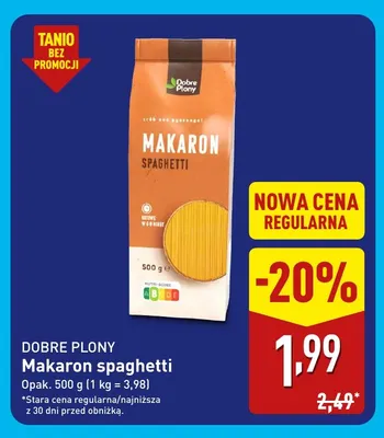 Makaron spaghetti Dobre Plony promocja w Aldi