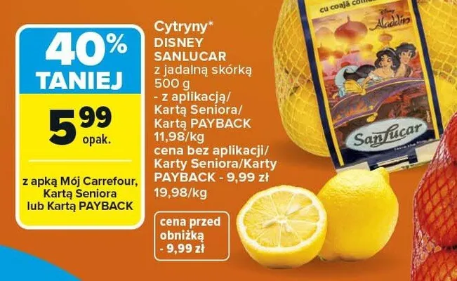 Cytryny z jadainą skórką promocja w Carrefour