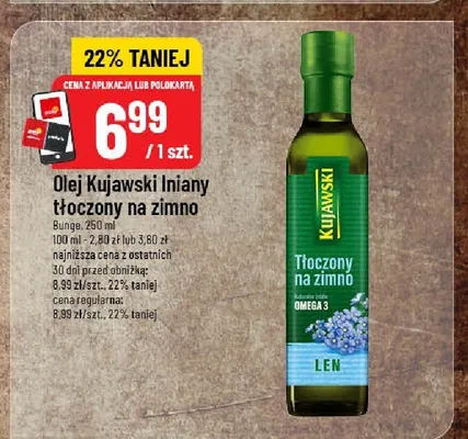 Olej lniany tłoczony na zimno promocja w POLOmarket