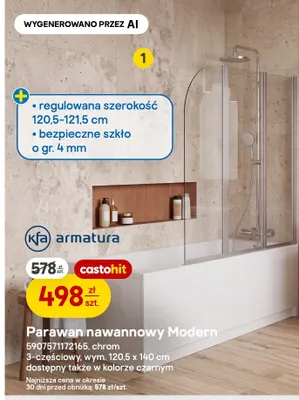 Parawan nawannowy 3-częściowy Modern chrom Kfa Armatura 120,5x140 cm promocja w Castorama