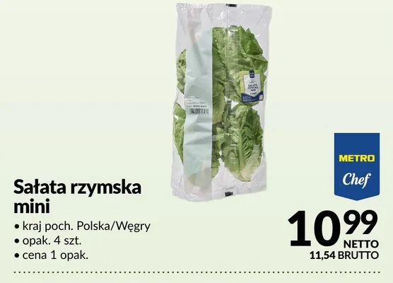 Sałata rzymska mini Metro Chef kraj poch. Polska/Węgry promocja w Makro
