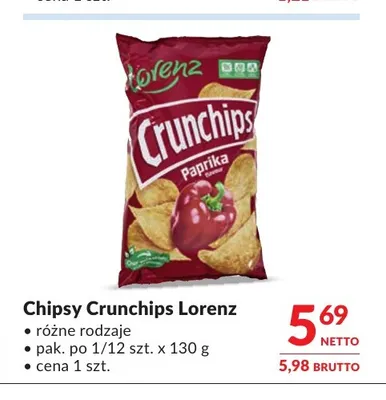 Chipsy Crunchips Lorenz promocja w Makro