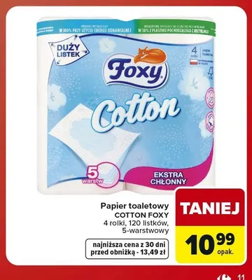 Papier toaletowy Foxy Cotton 4-pak promocja w Carrefour Market