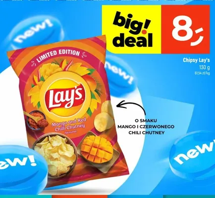 Chipsy Lay's o smaku mango i czerwonego chili chutney promocja w Dealz