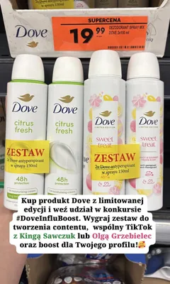 Antyperspirant w sprayu Dove sweet treat limited edition 2-pak 150ml promocja w Biedronka