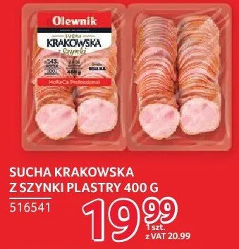 Sucha krakowska z szynki plastry Olewnik 400g promocja w Selgros