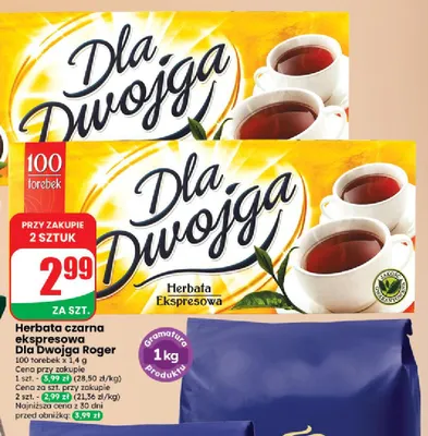 Herbata czarna ekspresowa Dla Dwojga Roger promocja w Dino