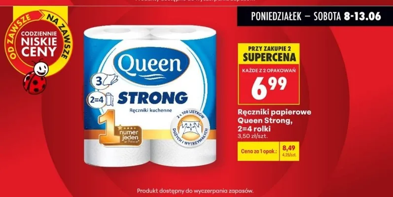 Ręczniki papierowe Queen Strong promocja w Biedronka