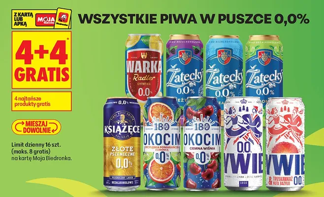 Piwo bezalkoholowe w puszce 0,0% Żywiec truskawka nuta bazylii promocja w Biedronka