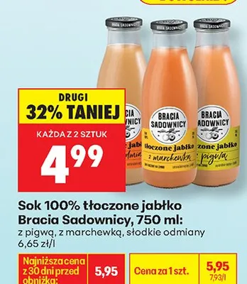 Sok 100% tłoczone jabłko z pigwą promocja w Biedronka