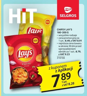 Chipsy Lay's 180-200g promocja w Selgros