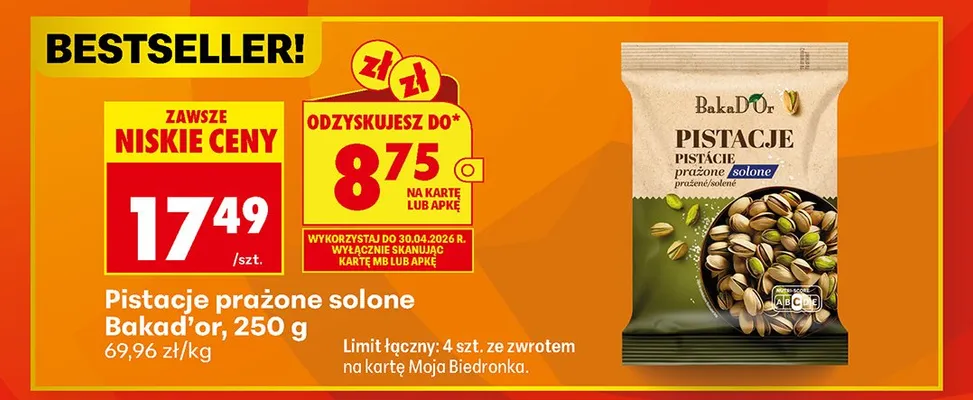 Pistacje prażone solone promocja w Biedronka