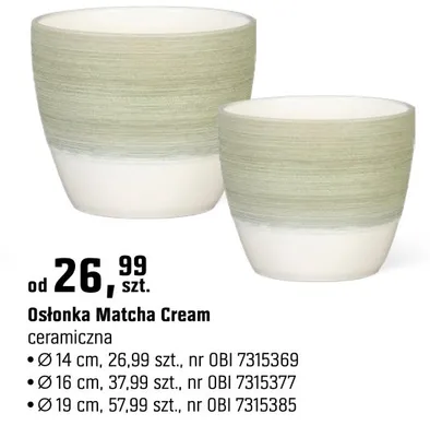 Osłonka Matcha Cream ceramiczna promocja w OBI