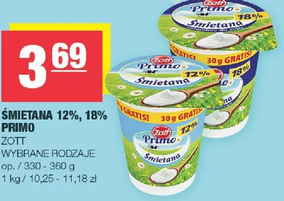 Śmietana 12%, 18% promocja w SPAR