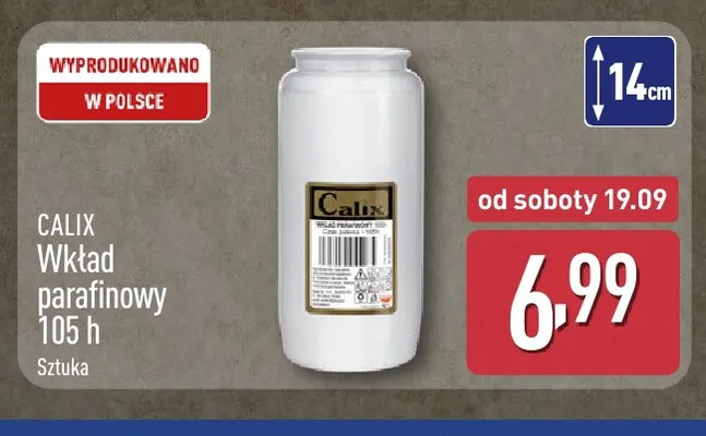 Wkład parafinowy 105h Calix promocja w Aldi