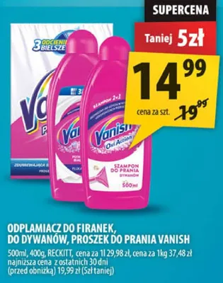 Odplamiacz do firanek, do dywanów, proszek do prania Vanish promocja w Arhelan