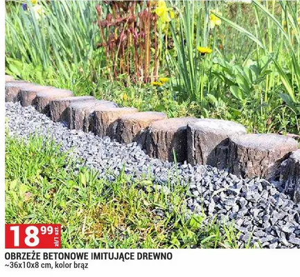 Obrzeże betonowe imitujące drewno ~36x10x8cm kolor brąz promocja w Merkury Market