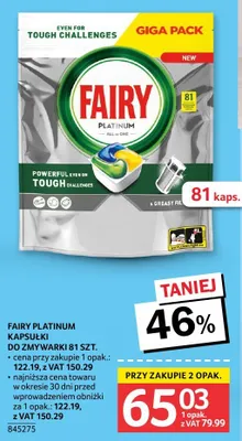 Kapsułki Fairy Platinum do zmywarki 81 szt. promocja w Selgros