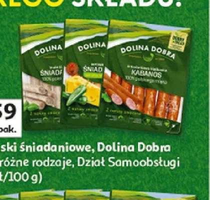 Kiełbaski śniadaniowe Dolina Dobra promocja w Auchan