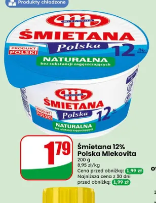 Śmietana Polska Mlekovita 12% promocja w Dino