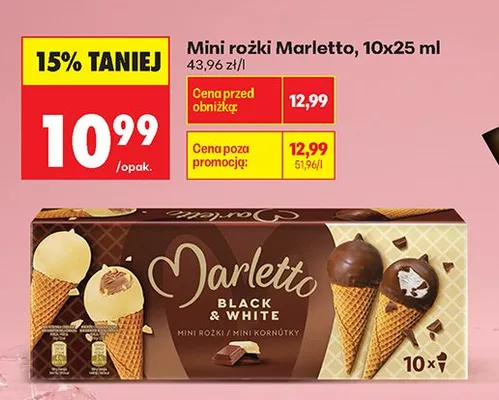 Mini rożki Marletto 10-pak 25 ml promocja w Biedronka