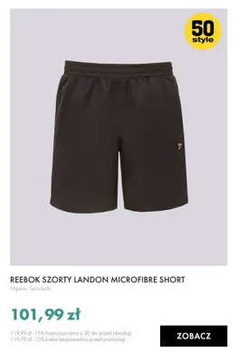Spodenki męskie Reebok Landon Microfibre Short promocja w 50 style