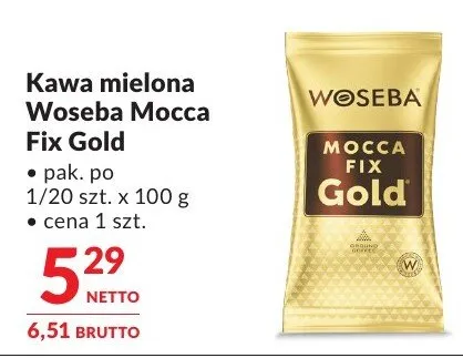 Kawa mielona Woseba Mocca Fix Gold promocja w Makro