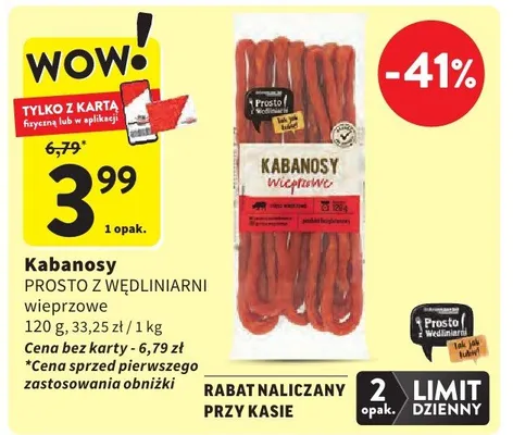 Kabanosy wieprzowe promocja w Intermarche