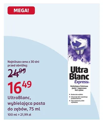 Wybielająca pasta do zębów UltraBlanc promocja w Rossmann