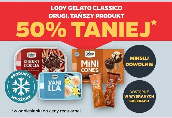 Lody Gelato Classico DRUGIE -50% promocja w Netto