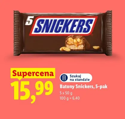 Batony Snickers 5-pak promocja w Lidl