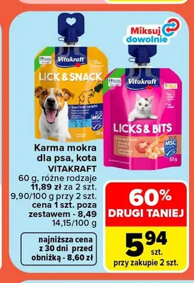 Karma mokra dla psa, kota Vitakraft promocja w Carrefour