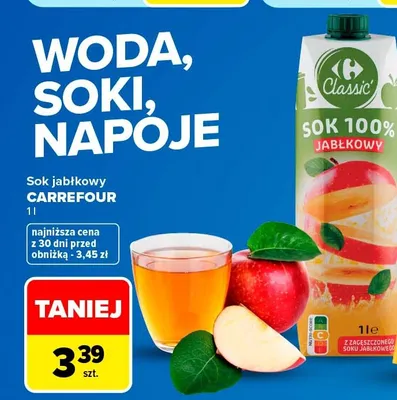 Sok jabłkowy Carrefour Classic 100% promocja w Carrefour Market