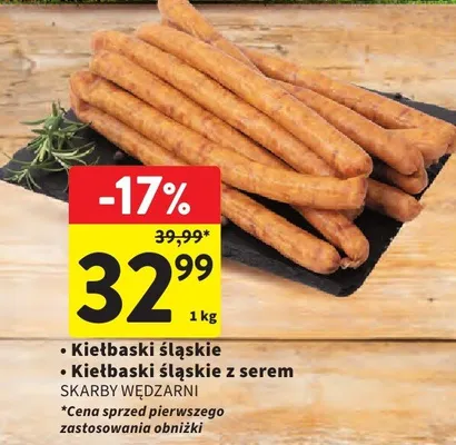 Kiełbaski śląskie z serem Skarby Wędzarni promocja w Intermarche