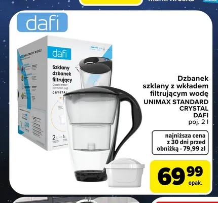 Dzbanek szklany z wkładem filtrującym wodę Unimax Standard Crystal Dafi promocja w Carrefour