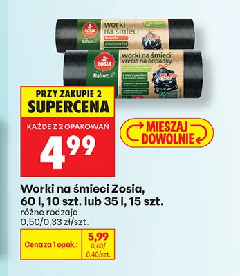 Worki na śmieci Zosia 35 l promocja w Biedronka