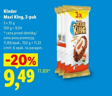 Baton Kinder Maxi King 3-pak promocja w Lidl