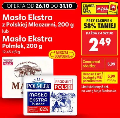 Masło ekstra z Polskiej Mleczarni promocja w Biedronka