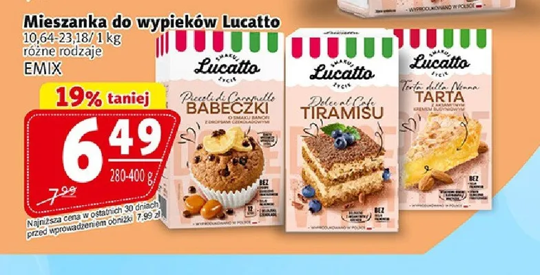 Mieszanka do wypieków Lucatto babeczki promocja w Prim Market